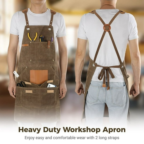 Woodworking Apron for Men, Work Apron with Multiple Tool Pockets