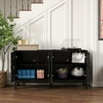 thumbnail image 5 of 60.5" Mid Century Modern Sideboard Buffet Cabinet with Storage, TV Media Console Table, Storage Cabinet with 4 Doors & Adjustable Shelves for Kitchen Dining Living Room Entryway, Black 18636, 5 of 15