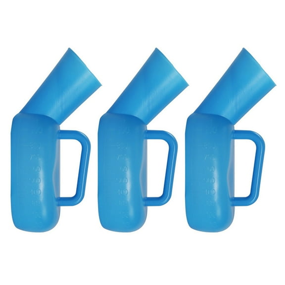 WINOMO 3Pack Spill Proof Male Urinal Bottles Travel Design for Pregnant Women Blue Plastic
