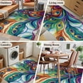 thumbnail image 5 of Rectangle Rug 3x5Ft, Watercolor Peacock Leather Soft Non-Slip Washable Felt Carpet Pad, Abstract Line Eyes Area Rugs for Living Room Bedroom Kids Room, 5 of 9