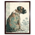 thumbnail image 1 of Boxer Dog with Floral Pattern Fur Coat Modern Watercolour and Ink Illustration Art Print Framed Poster Wall Decor 12x16 inch, 1 of 5