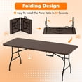 thumbnail image 4 of 6ft Folding Table - Heavy Duty Fold-in-Half Plastic Table, Portable Utility Tables with Steel Legs for Events, Camping, Indoor & Outdoor Use (Brown), 4 of 8