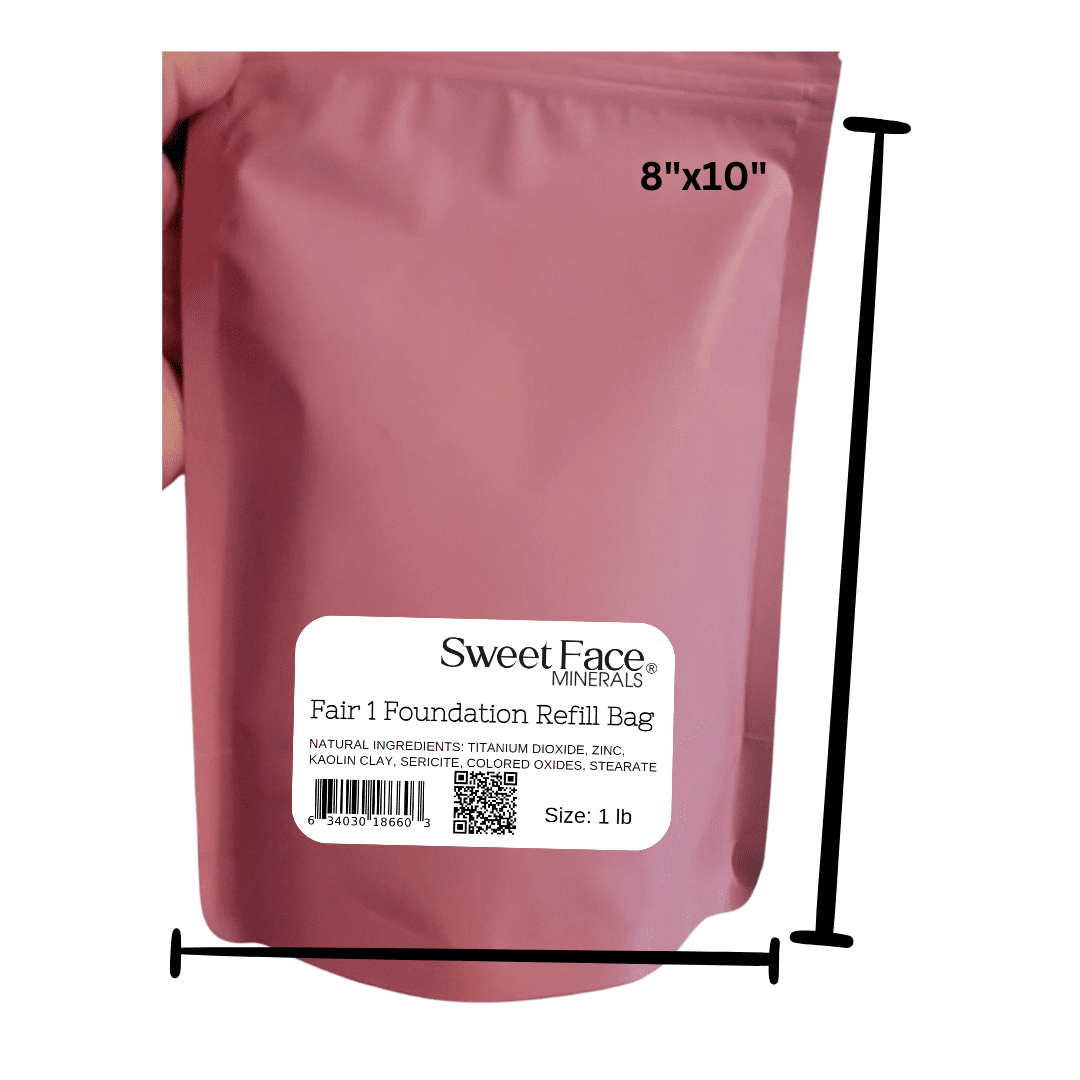 Fair 1 Foundation Shade – Bulk Mineral Makeup Refill Pouch, 1 Lb – Sweet Face Minerals