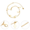 thumbnail image 3 of 1pc Double-Layer Fashionable Foot Chain Durable Ankle Chain for Girl (Golden), 3 of 8
