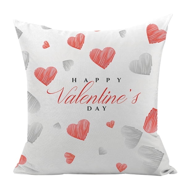 Teissuly Valentine's Day Linen Pillowcase Printing Sofa Cushion Home Decoration 45 x 45cm Teissuly WER202312024400
