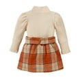 thumbnail image 4 of Toddler Baby Girl Long Sleeve High Neck Knit Shirt Sweater Tops Plaid Skirt Set Kids Fall Winter Outfits 6M-4T, 4 of 9