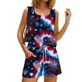 thumbnail image 4 of JULMCOMO 4th of July Two Piece Sets for Women USA Flag Sleeveless Tank Top Patriotic Short Sets Independence Day Square Neck Stars Stripes Clothes with Pockets Multicolor 3XL, 4 of 8