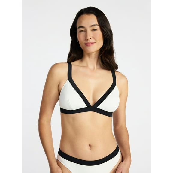 Time and Tru Women's and Women's Plus Size Contrast Banded Bikini Top, Sizes XS-3X
