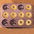 thumbnail image 4 of 12 Cavity Doughnut Baking Pan, Non Stick Pattern Doughnut Bakeware With Textured Design, Individual Carbon Steel Cake Pan Donut  For Bagel, Cake Baking, 4 of 8
