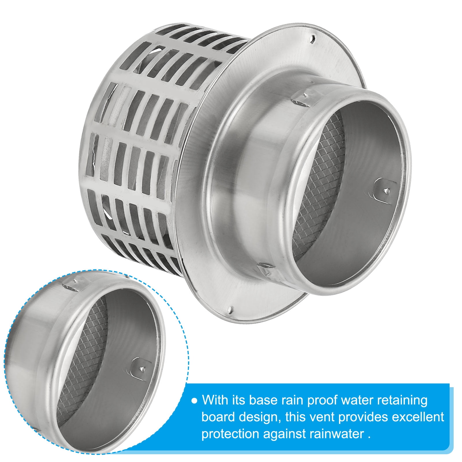 Uxcell 4" 304 Stainless Steel Vent Cover Wall Soffit Air Vent Louvered with Mesh for HVAC Exhaust Extractor Fan