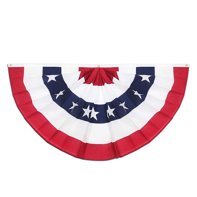 Precio sorpresa!Bandera de abanico plisada de EE. UU. De 60 * 120 cm Bandera estadounidense del empavesado Bandera patriótica de medio abanico con encabezado de lona y ojales de latón para el Día de