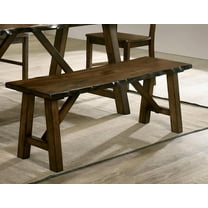 Rustic Walnut Live Edge Solid Wood Dining Bench - Distressed Modern 54" Seat, Contemporary Style for Dining Room Furniture