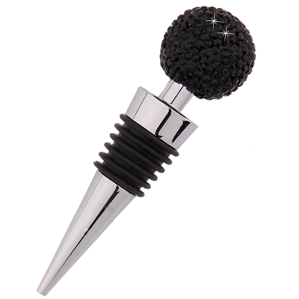 Tapón de vino con forma de bola de diamantes, de aleación de zinc, para bebidas, ideal para bares, fiestas y restaurantes (negro)