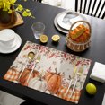 thumbnail image 4 of Orange White Pumpkins Placemats Set of 2, Thanksgiving Leaves Fall Rustic Washable Wipeable Table Mats for Dining Tables, Indoor Outdoor Kitchen Place Mats for Holiday Party Table Decor, 4 of 9