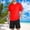 Red, variant on Avirosel Men's Workout Athletic Set Quick Dry Short Sleeve Round Neck Top and Mesh Drawstring Shorts Navy