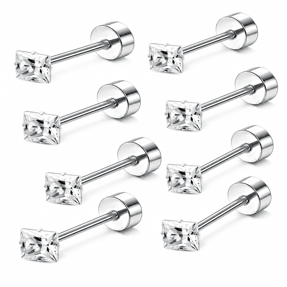 AURENIX PACK Titanium Stud Earrings for Women Men Hypoallergenic Titanium Post Stud Earrings Flatback Cubic Zirconia 20G Tragus Cartilage Piercing Earrings Studs for Sensitive Ears