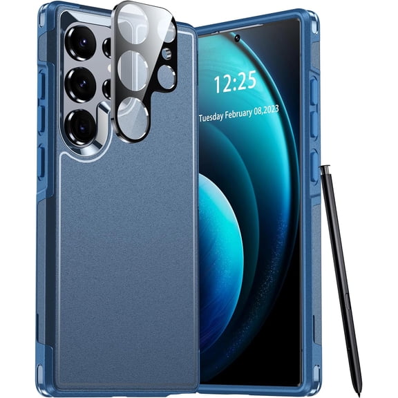 for Samsung Galaxy S24 Ultra Case, S24 Ultra Case with [1X Camera Lens Protector][10FT Military Protection], Dual Layer Shockproof Protection for S24 Ultra Phone Case 6.8’’- Dark Blue