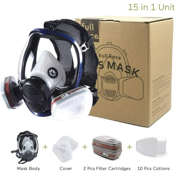 Máscara respiradora para vapores orgánicos para pintura, pulverización de productos químicos, máscara de gas con filtro de carbón activado doble, máscara de protección contra el polvo