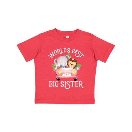 

Inktastic World s Best Big Sister - Lion and Elephant Gift Toddler Toddler Girl T-Shirt