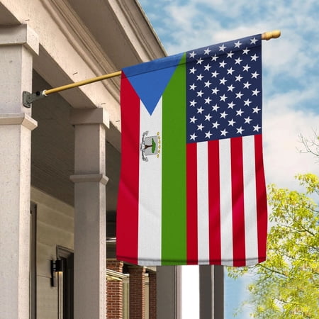 American Equatorial Guinea Flag Equatorial Guinean Friendship U.S.A Memorial Day Patriotic For Garden Flag, Double-Sided Decorative Outdoor Flag, Patriotic Polyester Yard Flag 12 x 18 in