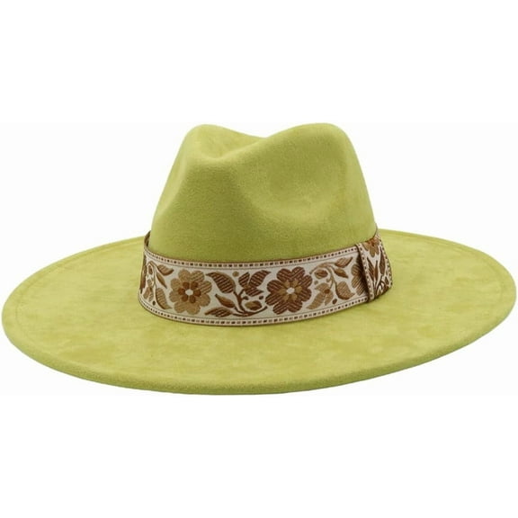 Big Wide Brim Boho Western Hat for Women and Men Felt Rancher Fedora Hat