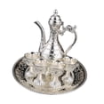 thumbnail image 2 of Olla de vinos de flaón de café, estilo de bebida versátil de estilo vintage tetera para la sala de estar para la sala de estar decoración de la mesa Plata con bandeja de taza, 2 of 8