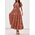 thumbnail image 4 of PRETTYGARDEN Women's Summer Boho Maxi Dresses Floral Short Sleeve Square Neck Smocked Flowy Long Dress Vacation Outfits, 4 of 10