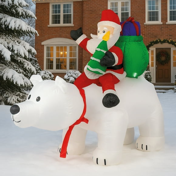Inflable Navidad 1.90m Oso Polar Con Movimiento y Luces Led