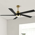 thumbnail image 3 of 54 in. Black and Gold DC Indoor Ceiling Fan with Light Kit, 5 Reversible Blades Carved Wood Blades, 3 of 8