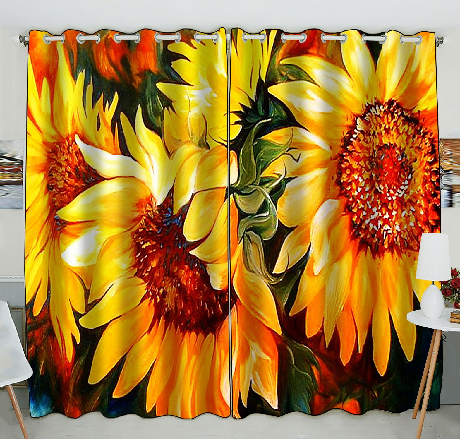 ZKGK Sunflowers Window Curtain Drapery/Panels/Treatment For Living Room