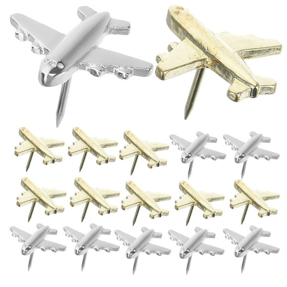 OFFIGAM 24Pcs Metal Airplane Thumbtacks Decorative Push Pins for Home and Office Use