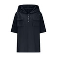 thumbnail image 4 of WXLWZYWL Short Sleeve Hoodie for Women V-Neck Shirt Summer Casual Roll up Blouse Tunics Tops, 4 of 6