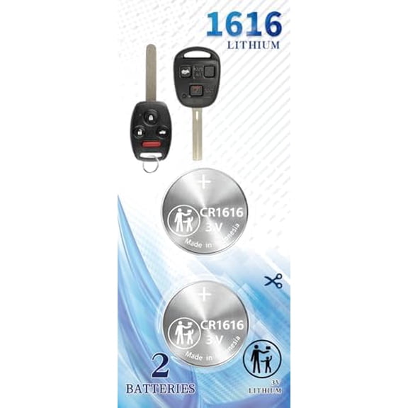 2 Pack CR1616 Original Key Fob Battery Replacement for Honda（2005-2015 ）CR-V, Accord, Civic, Odyssey, Ridgeline 1992-2009 Compatible with Lexus ES300 GS300 GS400 GS430 GX470, ETC.