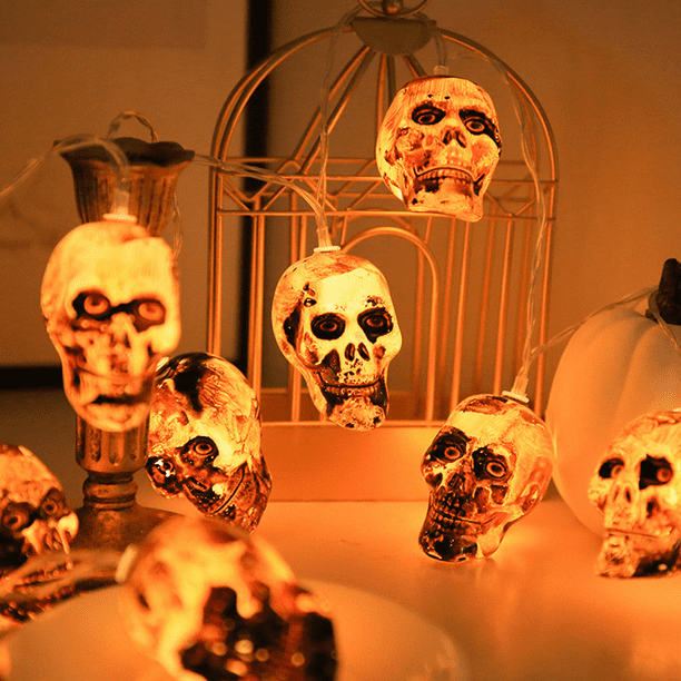 Guirnalda de luces de Halloween, decoración de Halloween aterradora, Halloween para fiestas, patios, decoraciones de jardín