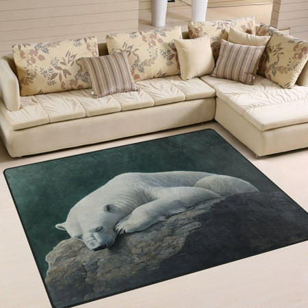 BZSMCE Vintage Area Rugs White Polar Bear Creative Area For Home