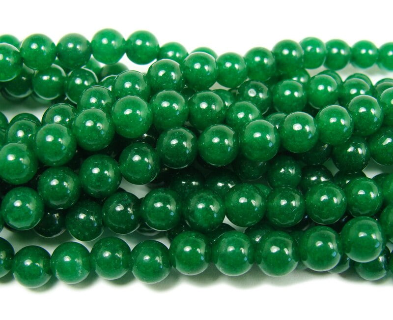 8mm 15.5" Emerald Green Jade Smooth Round Beads Genuine Natural