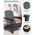 thumbnail image 6 of IdealHouse Folding Adirondack Chairs - HDPE All-Weather Outdoor Chairs 380 LBS Capacity, Fire Pit/Deck/Patio/Pool/Backyard (Black, 1pcs), 6 of 8