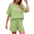 thumbnail image 2 of Maqroz Vacation Outfits for Women Spaghetti Strap Top and Wide Leg Pants Set Two Piece Outfit Summer Beach Travel Lounge Sets Green XXXL, 2 of 7