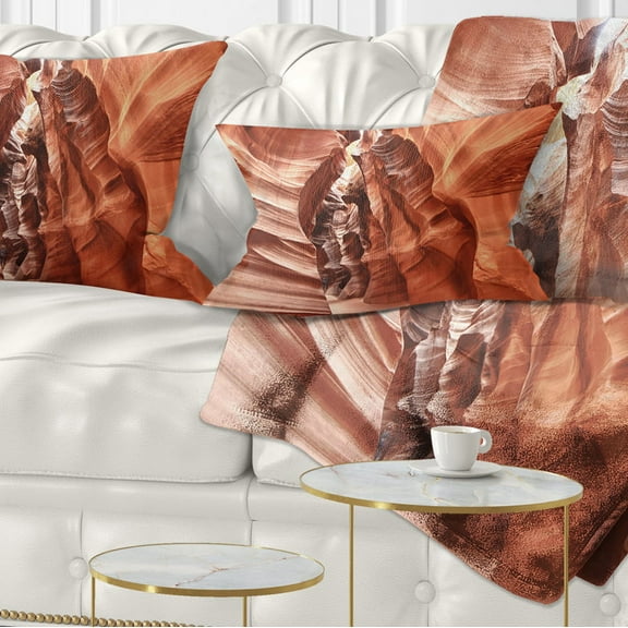 Designart Antelope Canyon High Structures - Landscape Photography Throw Pillow - 12x20
