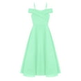 thumbnail image 3 of Linjinx Kids Flower Girl Chiffon Junior Bridesmaid Dresses Off Shoulder Wedding Party Dress Pageant Mint Green 14, 3 of 5