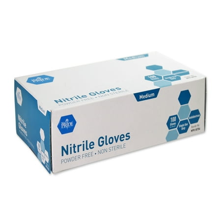 MedPride Nitrile General Purpose Glove, Powder Free, Medium, Box of 100