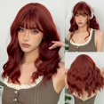 thumbnail image 1 of Pelucas de cabello sintético para mujer, pelo corto ondulado rosa con flequillo, colorido, Natural, fiesta de Cosplay, Afro, diario, resistente al calor, 1 of 4