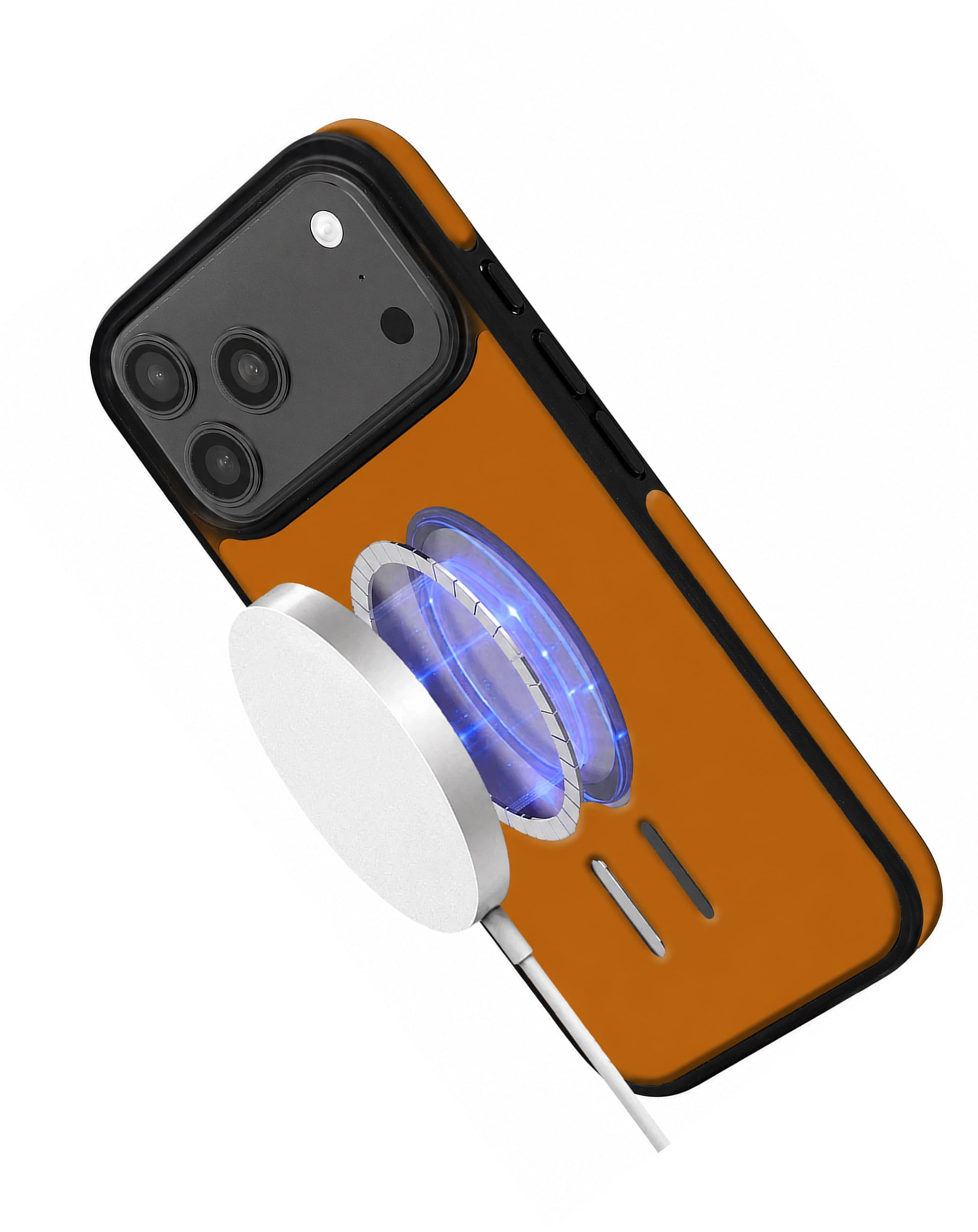 Wireless Charging Clear Case with IC Chip for iPhone 17 Pro Max - Orange