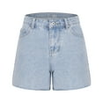 thumbnail image 7 of biudgviw Denim Shorts for Women Trendy Mid Rise Short Jeans Wide Leg Summer Casual Shorts with Pockets, 7 of 7