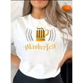 thumbnail image 1 of T-Shirt à Imprimé Graphique de Célébration de l'Oktoberfest pour Femmes - T-Shirt Décontracté à Col Rond et Manches Courtes, Mélange Tricot Polyester-Spandex, Haut Sportif Confortable pour Toutes les Saisonsfête des Pères, Fête des Mères, Nouvel An, Spri, 1 of 6