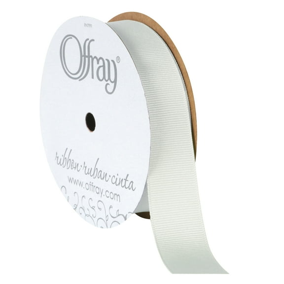 Offray Ribbon, White 7/8 inch Grosgrain Polyester Ribbon for Sewing, Crafts, and Gifting, 18 feet, 1 Each