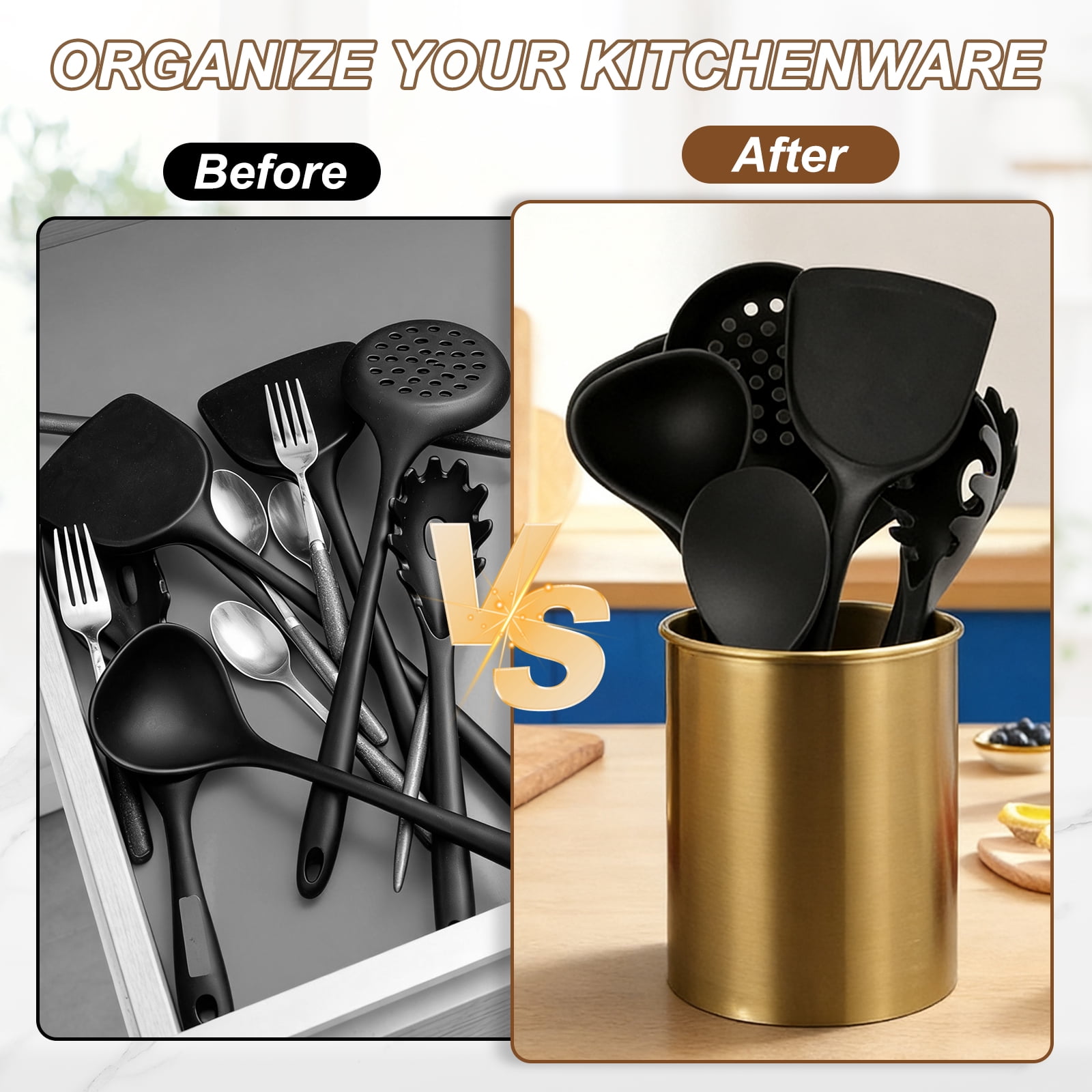 Unique Bargains Stainless Steel Cutlery Cooking Flatware Organizer 3.1"x6.3" Silver