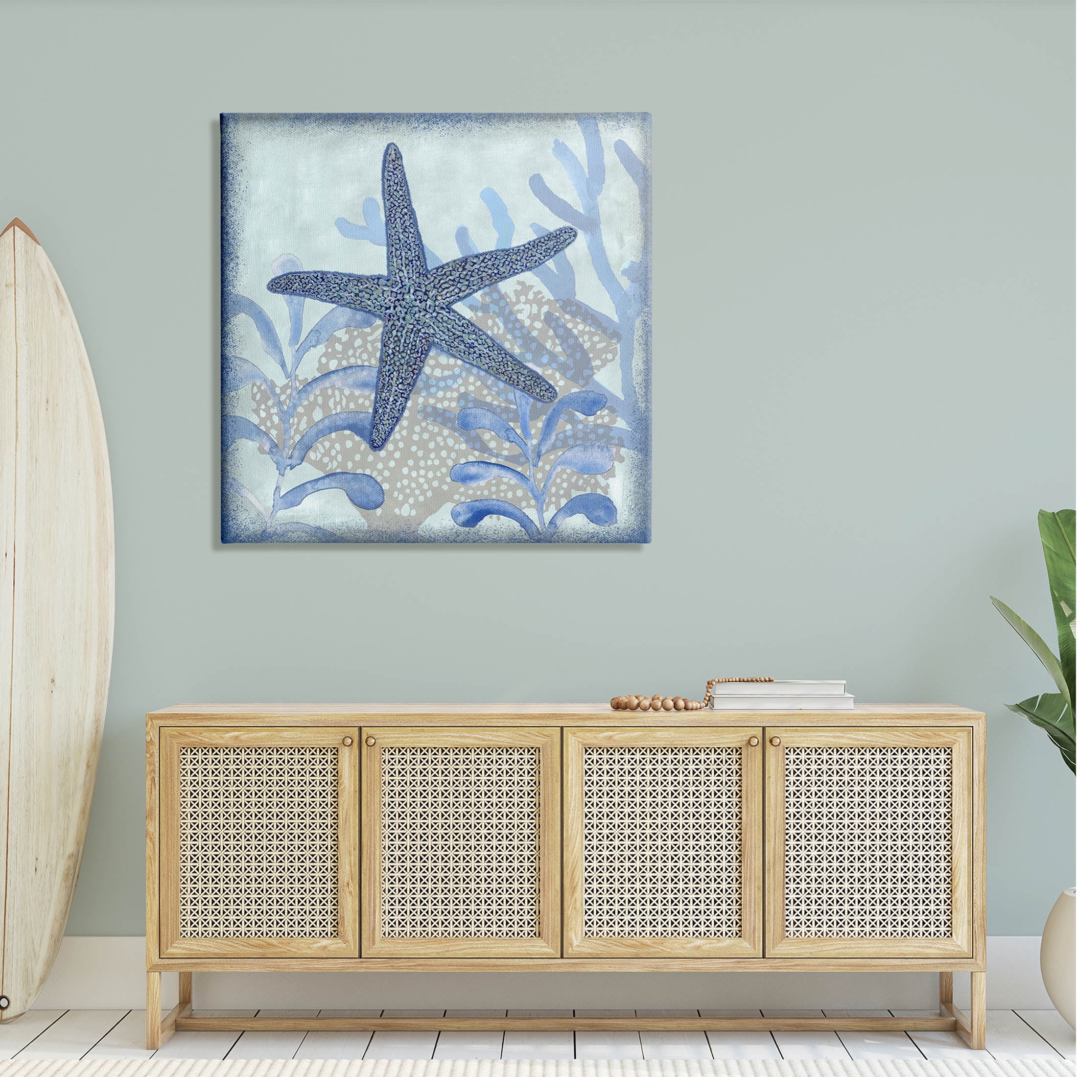 Vivid Blue Starfish Marine Life Animals & Insects Graphic Art Gallery Wrapped Canvas Print Wall Art