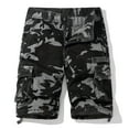 thumbnail image 2 of QQAMB Men Cargo Shorts Elastic Waist Cotton Camo Print Casual Outdoor Cargo Shorts with Multi-pocket Button Zipper Gray XL, 2 of 8