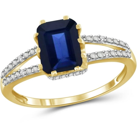 JewelersClub 2 Carat T.G.W. Sapphire and White Diamond Accent 14kt Gold over Silver Spilt Shank Ring